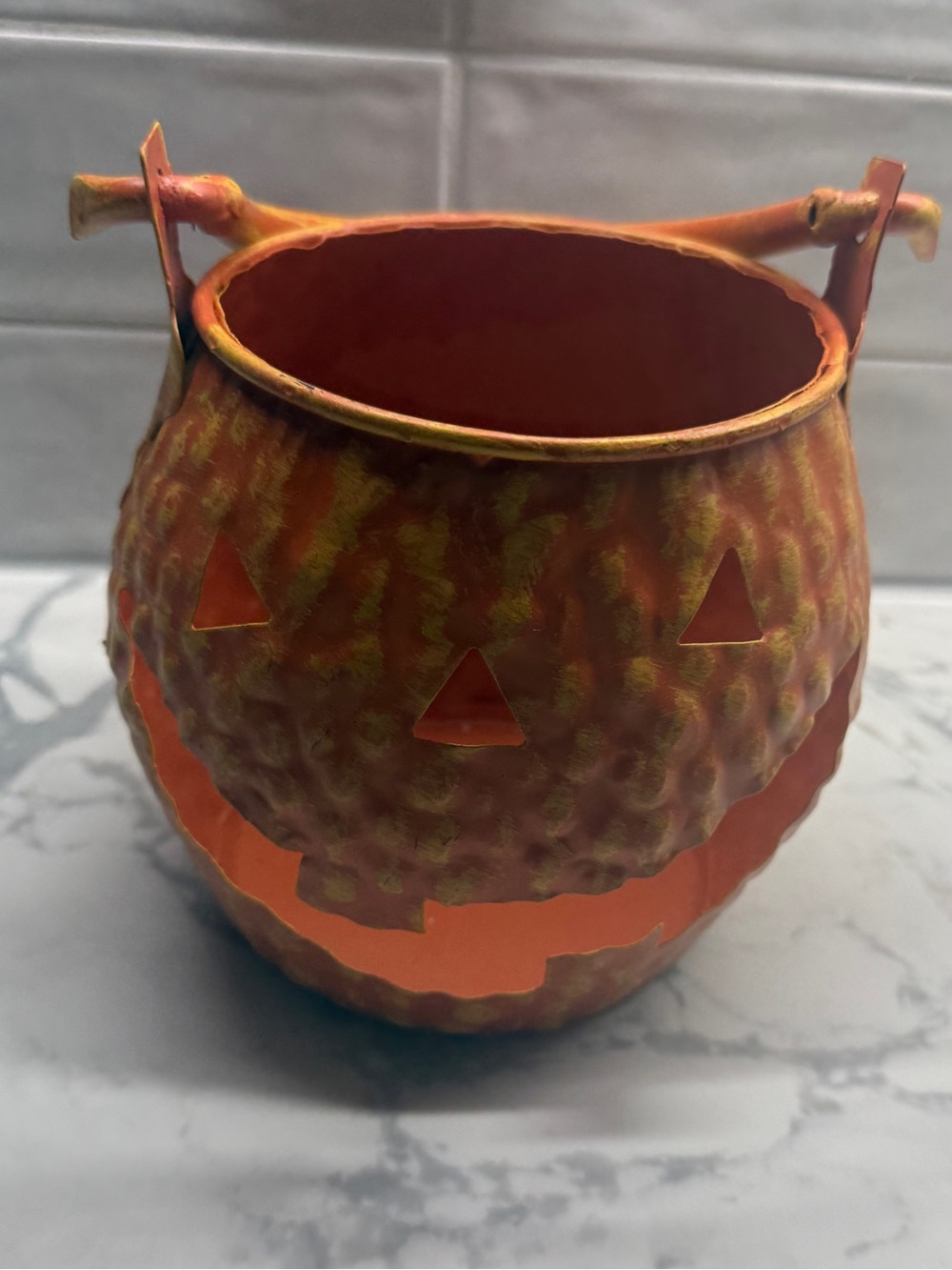 Metal Halloween Jack-O'-Lantern Lantern - Orange